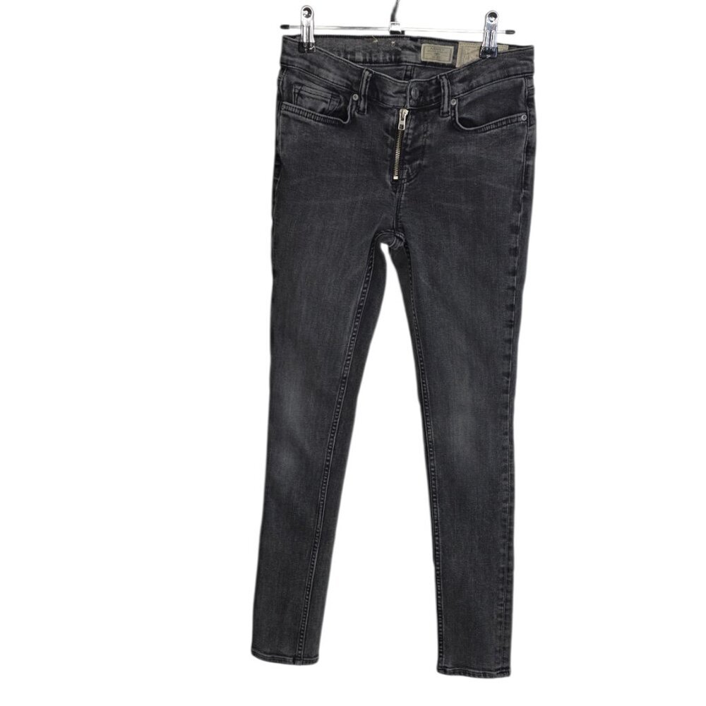 All Saints Ashby Jeans, Low Rise Skinny, Grey Denim, Size 27